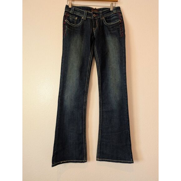 Urban Behavior Women’s Bootcut Jeans Dark Wash Stretch Denim Contrast Stitching - Picture 6 of 11